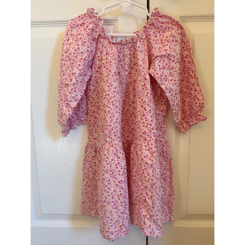 EUC Little English pink ditsy floral flannel dress 3T